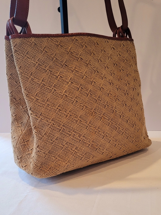 DeVecchi Handbags - SOLD!!!!De Vecchi Woven Straw Tote with Learher  Trim